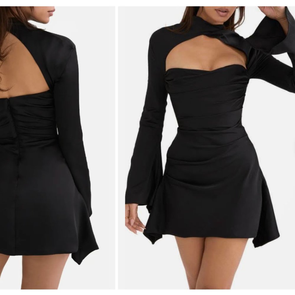 HOUSE OF CB Toira Satin Corset Minidress in Black